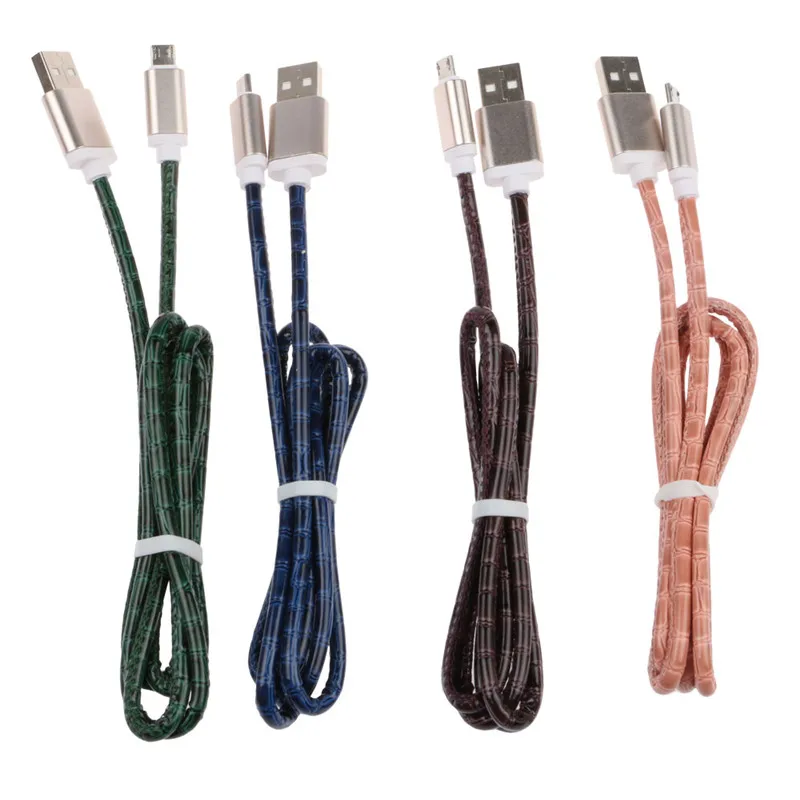 1 м зернистая кожа Striae Micro USB 2A Дата и синхронизация зарядное устройство провод для быстрой зарядки кабель для samsung Galaxy для других телефонов Android