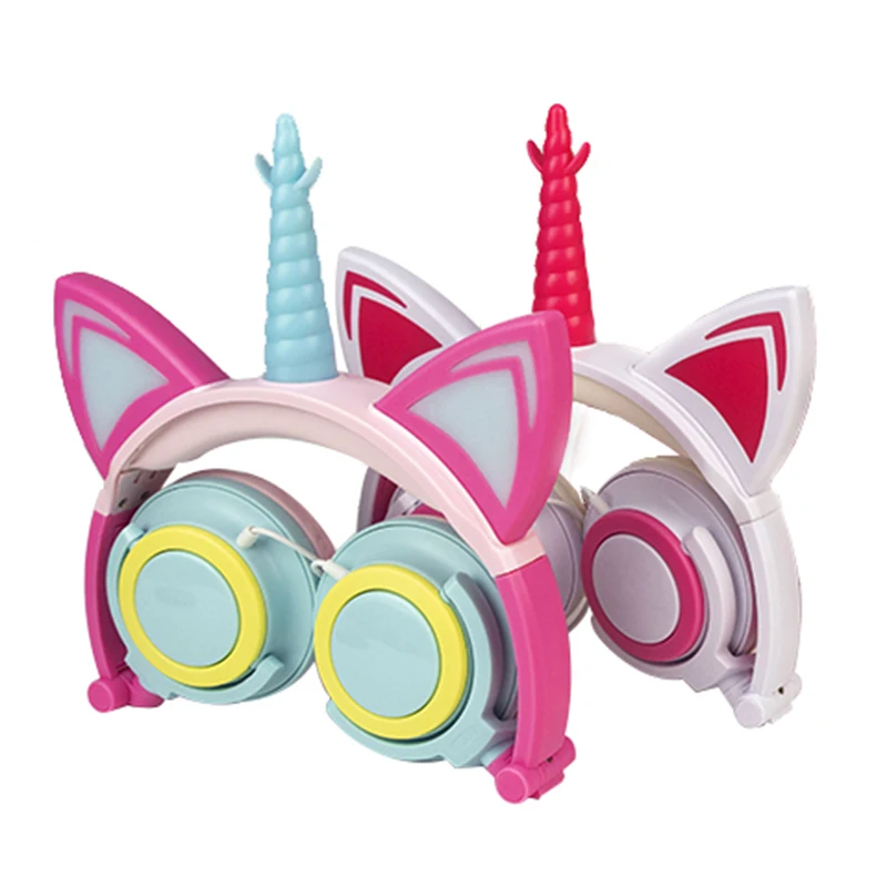 LIMSON Wired Foldable Earphones Animal Cat Ear Flashing LED Unicorn Kids Headphones for boys and girls LIMSON Wired Foldable Earphones Animal Cat Ear Flashing LED Unicorn Kids Headphones for boys and girls