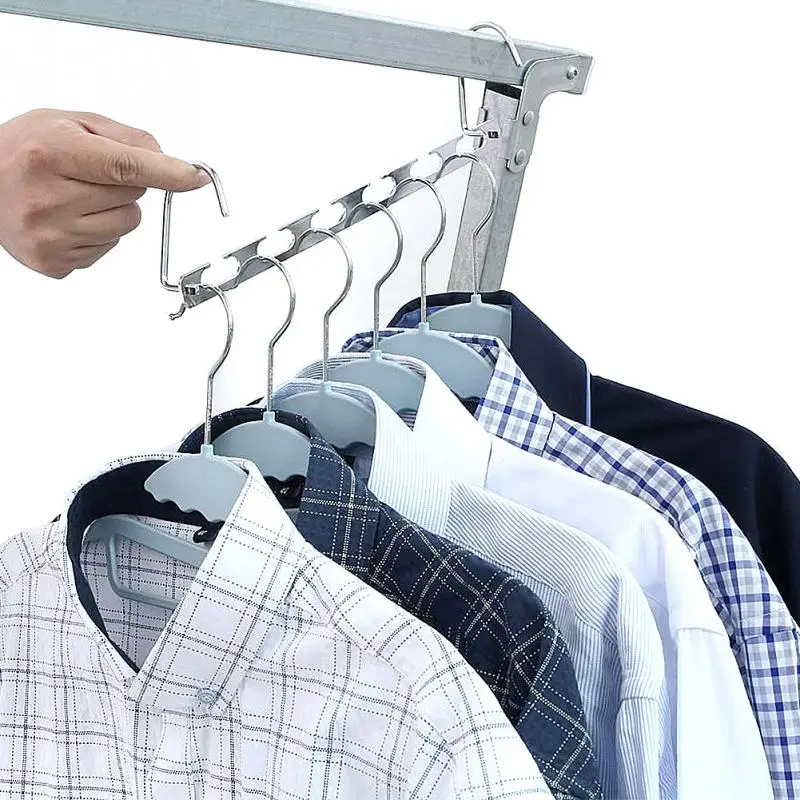 

1Pcs 37cm Multifunctional Space Saving Metal Hangers with Hook Magic 6 Hole Clothes Closet Organizer Iron Clothes Drying Rack