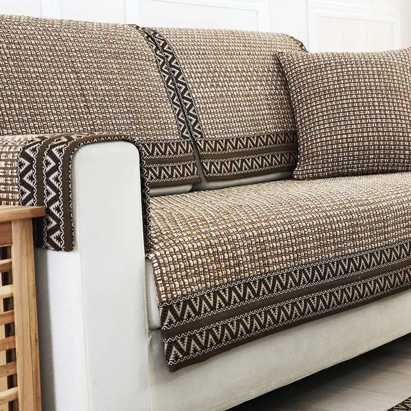 2 и 3 seater диванных чехлов для гостиной диван коричневую полоску Чехлы для гостиной стульев Подушка сиденья защитный чехол для мебели, для дивана покрывало