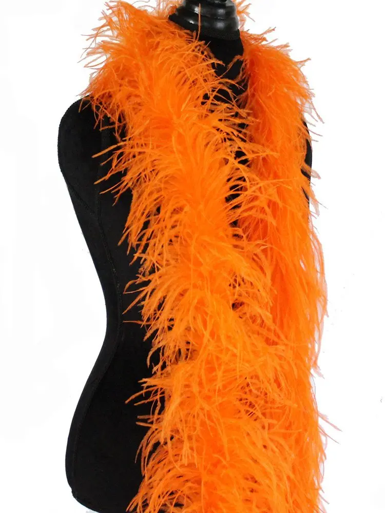 Free shipping 5 plys Orange Luxury Ostrich Feather Boa 2meter long per