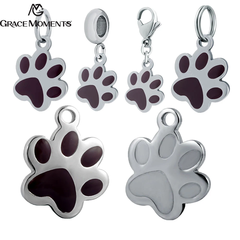 

10pcs/Lot 316L Stainless Steel Charms Accessories DIY Emoticon Charm Animal Dog Paw Emoji Charms for Necklace Jewelry Making