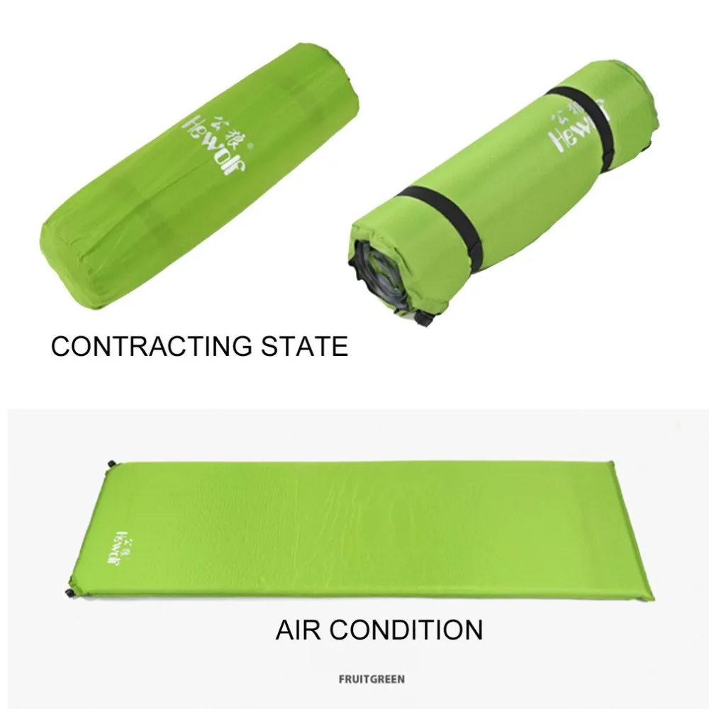 

Hewolf new 190T Polyester Fabric Single Person Thickening Air Cushion with Automatic Inflating Valve Two Colors Available