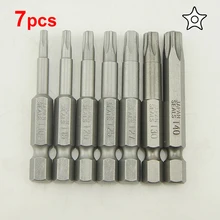 7 шт. 1/" шестигранный хвостовик Электрический магнитный звездообразный наконечник отвертка Биты инструменты 50 мм длиной T10 T15 T20 T25 T27 T30 T40