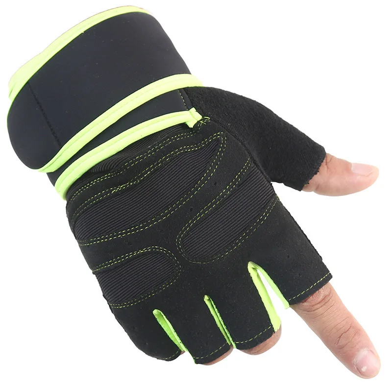 Полуперчатка для бодибилдинга с половинным пальцем для мужчин и женщин удлиненная цветная защита запястья Спорт на открытом воздухе