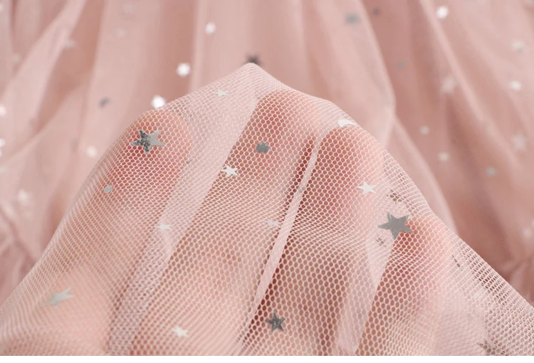 Trytree лето осень романтическая трапециевидная двухслойная сетчатая Женская юбка Лоскутная звезда с блестками до середины икры плиссированная юбка женские юбки