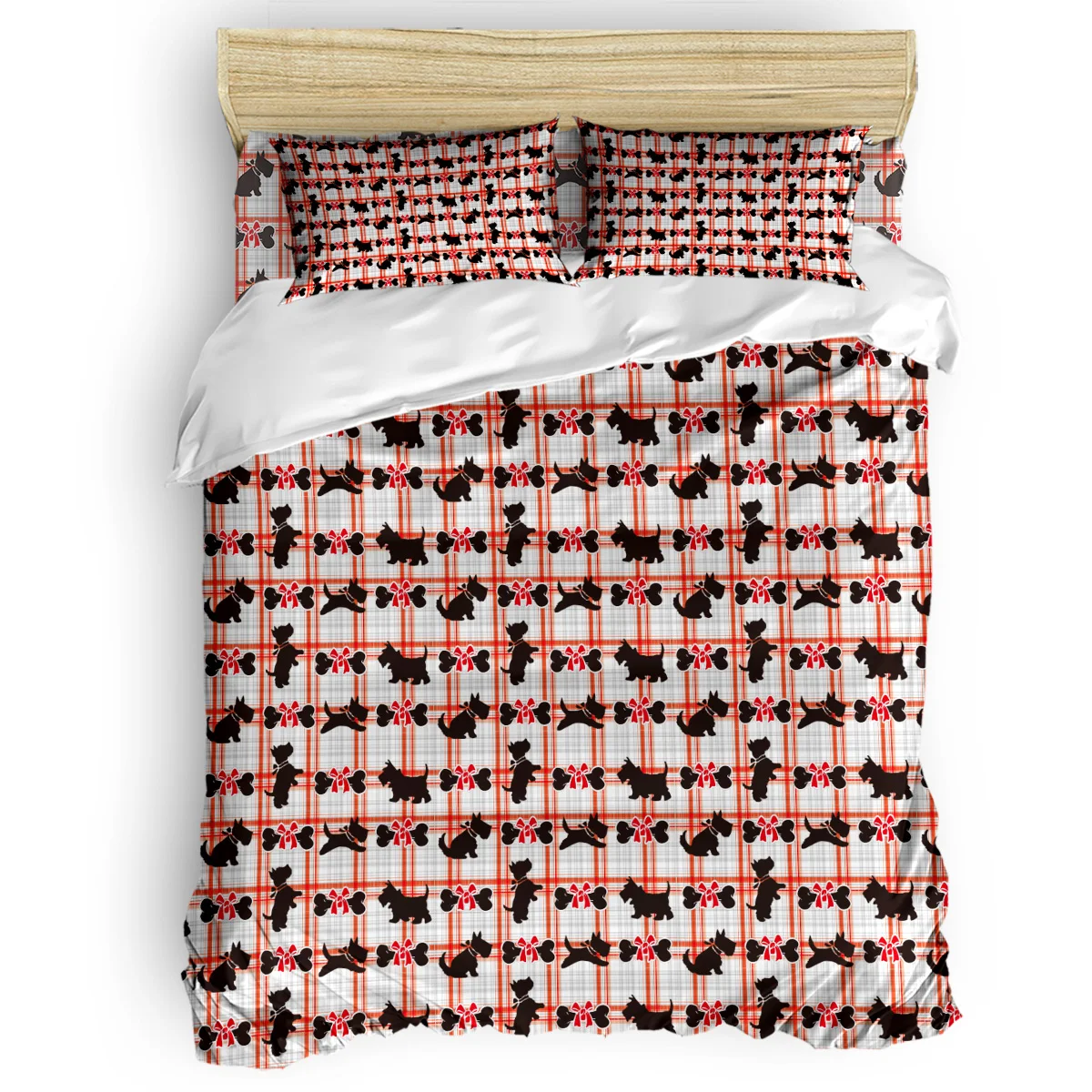 الأحمر مخطط القوس و جرو 4 قطعة طقم سرير الحديثة حاف مجموعة غطاء ديكور غرفة نوم الأحمر مخطط القوس و جرو 4 قطعة طقم سرير الحديثة حاف مجموعة غطاء ديكور غرفة نوم