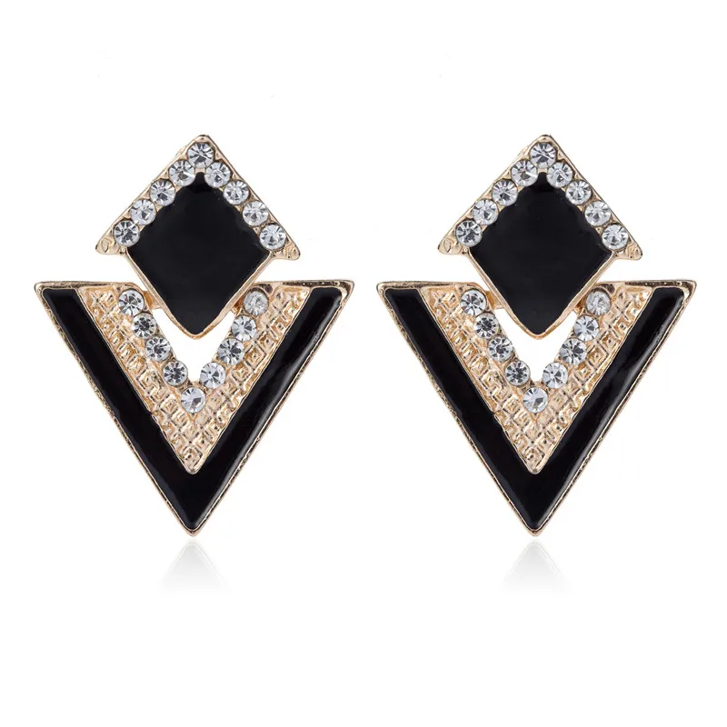 

2017 New Arrival Luxury Triangle Crystal Stud Earring For Women Vintage Fashion Earrings Summer Jewelry
