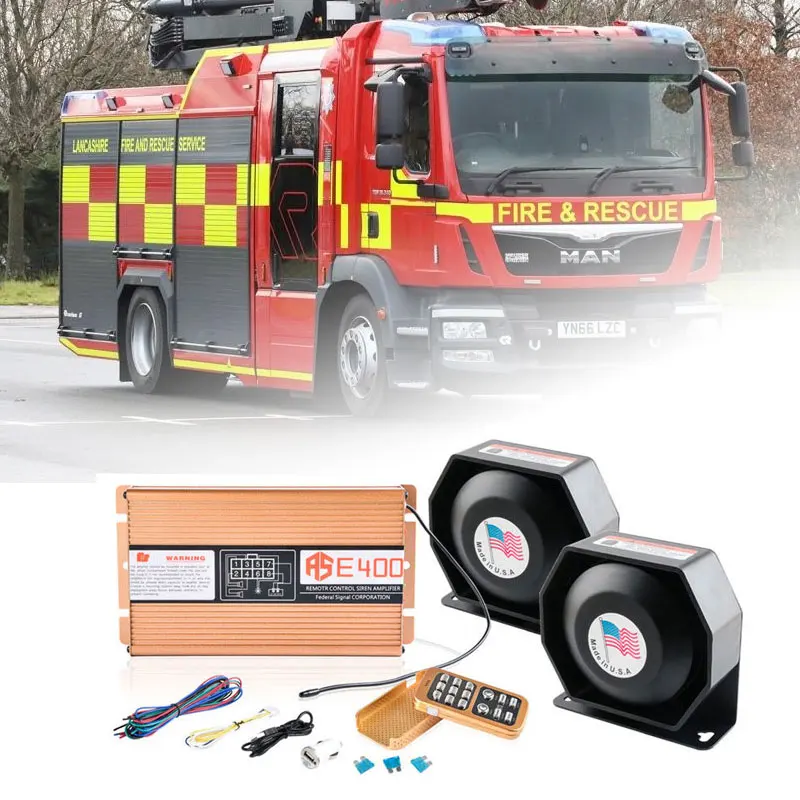 

Hanturen Car Horn Pa Horn Loudspeaker Black Steel 12V 200W Car Police Siren US Alarm Horn Megaphone For Fire Truck Police
