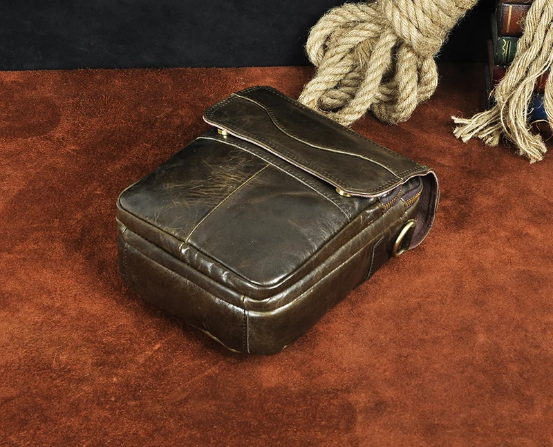 Качественная оригинальная кожаная мужская повседневная сумка через плечо, модная сумка через плечо 8 дюймов, сумка-тоут Mochila, сумка 144-dc