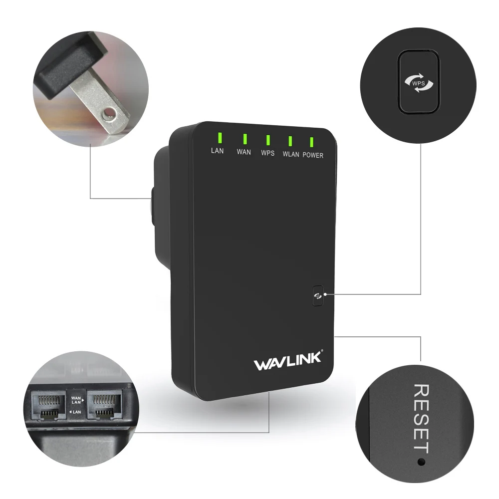 Wavlink 300mbps Wifi Extender Repeater Router Network Wifi Signal Range 7EB