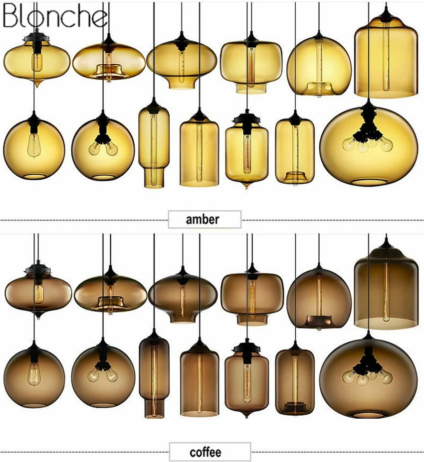 Современное цветное стекло Led подвесные светильники скандинавские Красочные Подвесные лампы гостиная кухня домашний Лофт промышленный Декор приспособление E27