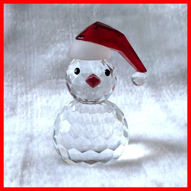 Xmas Gifts Crystal Snowman With Hat Figurines For Souvenir Chrismas