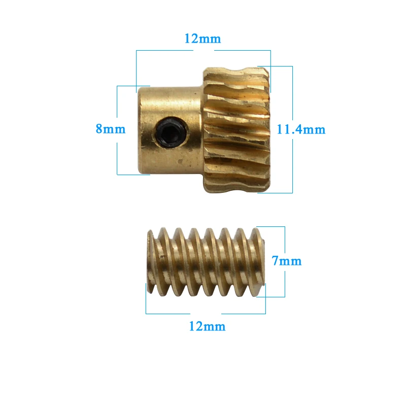 AIYIMA 1 par 0,5 Modulus relación de reducción pequeña de salida de Motor 1:10 engranaje de rueda de gusano de cobre para DIY