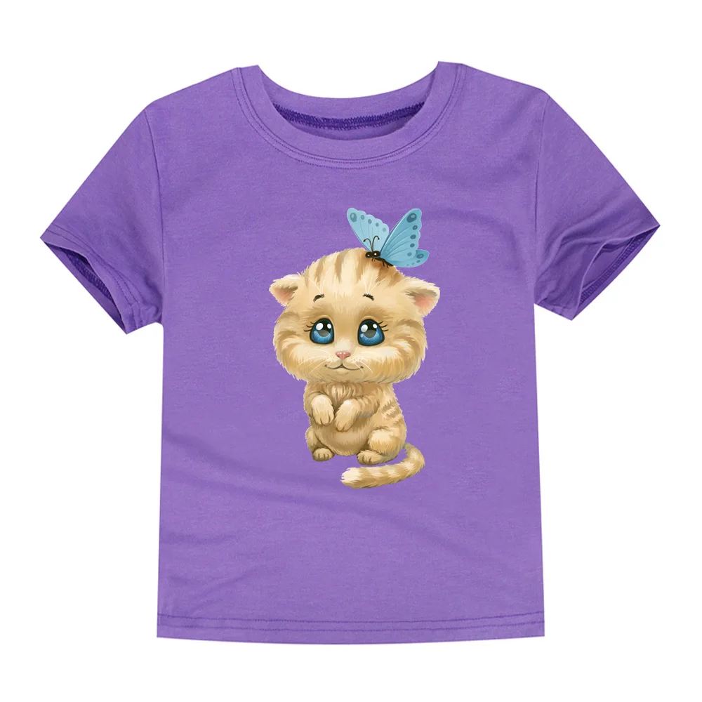 Little Bitty/ летняя детская футболка с рисунком кота для мальчиков, топы с короткими рукавами для мальчиков, футболка для маленьких мальчиков и девочек 2-14 лет