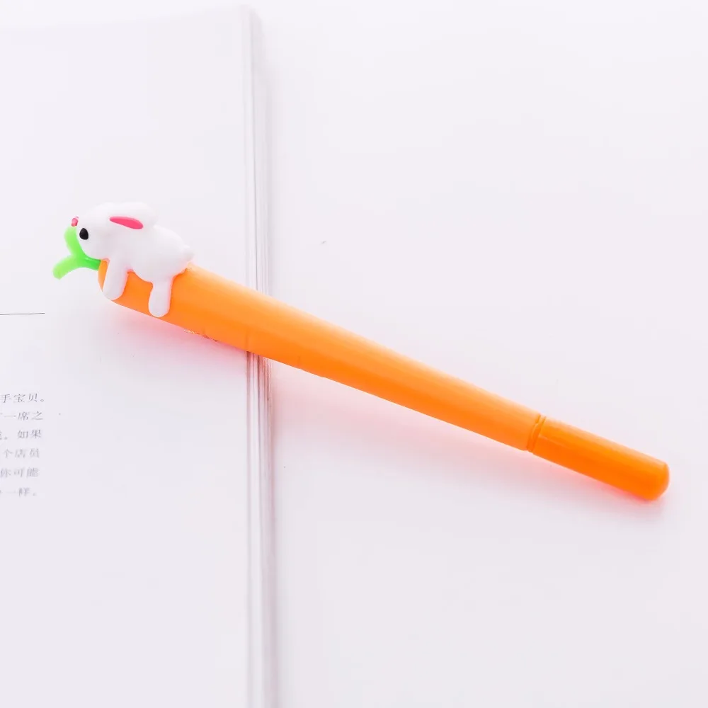 10 шт./лот милые 0,5 мм ручка с черными чернилами сковорода кролик с морковкой полный гелевая ручка набор письменные принадлежности