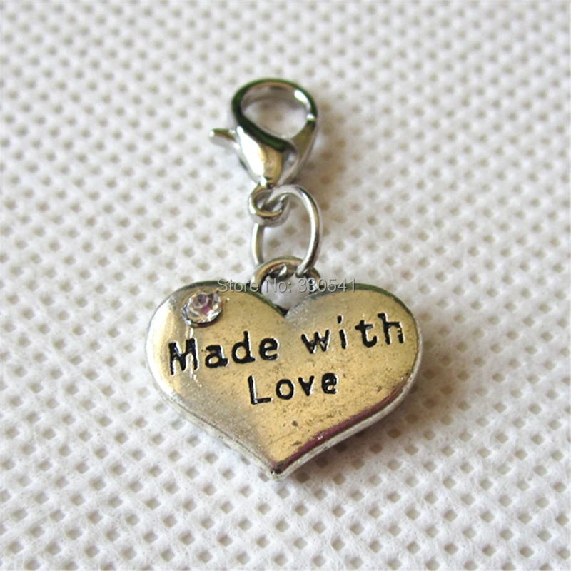 Heart Made With Love Dangles charm Lobster Claw Clasp
