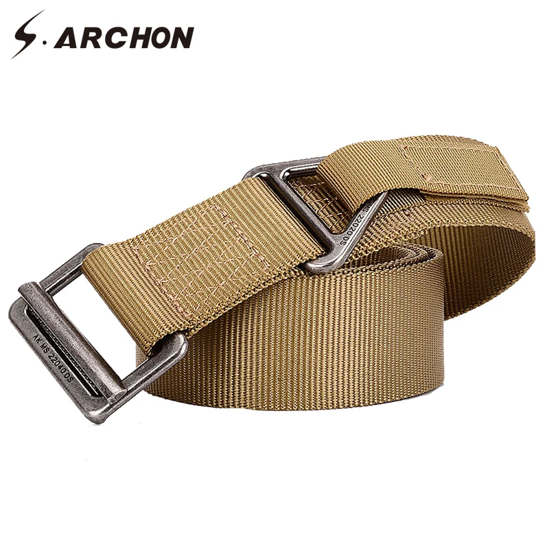 S.ARCHON Nylon Thicken Steel Alloy Buckle Military Waist Belts Men