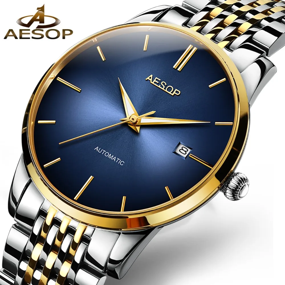 الفاخرة الرجال الميكانيكية ووتش تاريخ الذهب الفولاذ المقاوم للصدأ الأعمال الساعات للرجل مضيئة التلقائي الذكور ساعة الأزرق reloj هومبر الفاخرة الرجال الميكانيكية ووتش تاريخ الذهب الفولاذ المقاوم للصدأ الأعمال الساعات للرجل مضيئة التلقائي الذكور ساعة الأزرق reloj هومبر