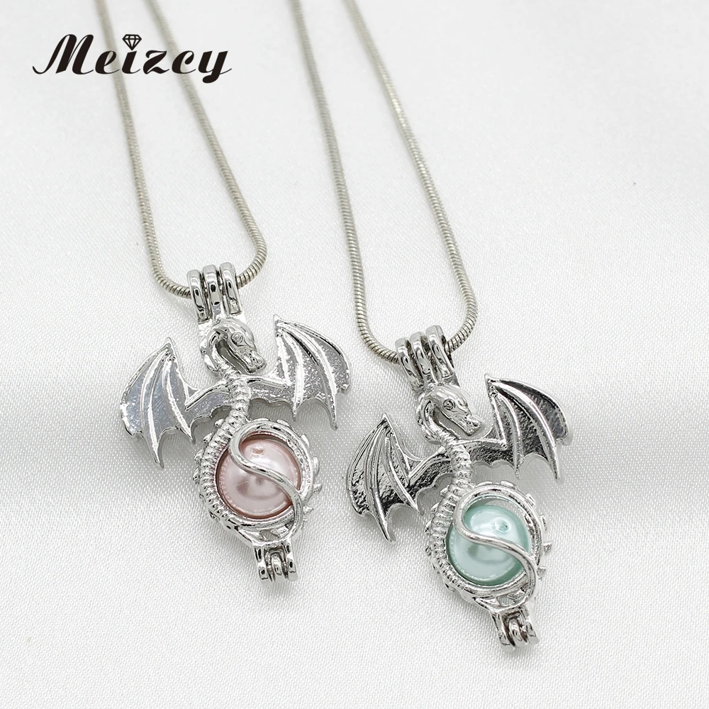 10pcs Silver Plated Flying Dragon Pearl Cage Diffuser Lockets Pendant for Aromatherapy Perfume Essential Oil Necklace Making 5