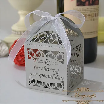 

Eco-friendly paper box laser cut filigree fashion wedding favor candy box