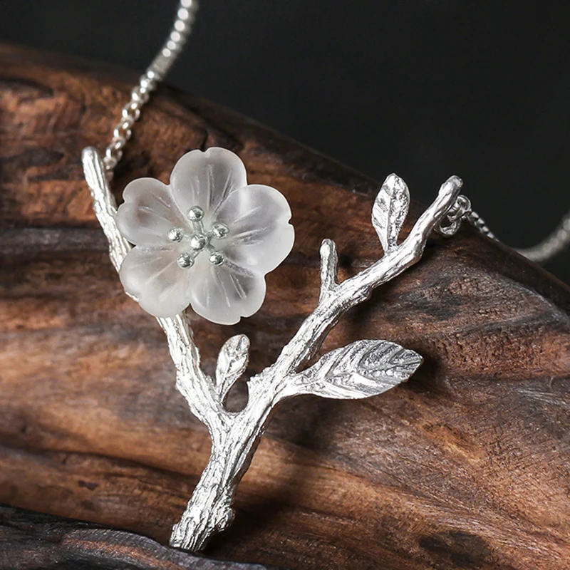 

Lotus Fun Real 925 Sterling Silver Handmade Designer Fine Jewelry Flower in the Rain Necklace with Pendant for Women Collier