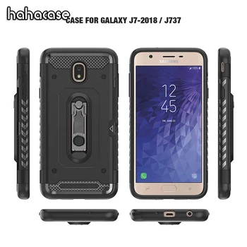 

50pcs Soft TPU Hard PC With Card Slot Holder Case For Samsung J3 J5 J7 2016 2017 J4 J6 J8 2018 Heavy Duty Metal Kickstand Cover