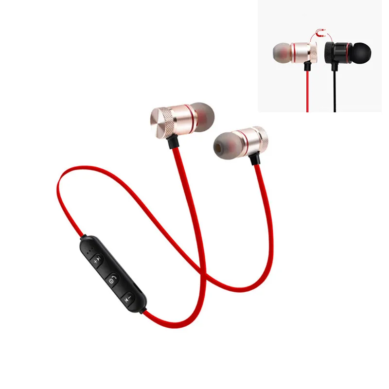 

Wireless Bluetooth Earphones Metal Magnetic Stereo sports Bass Cordless Headset Earbuds With Microphone headphones for all phone