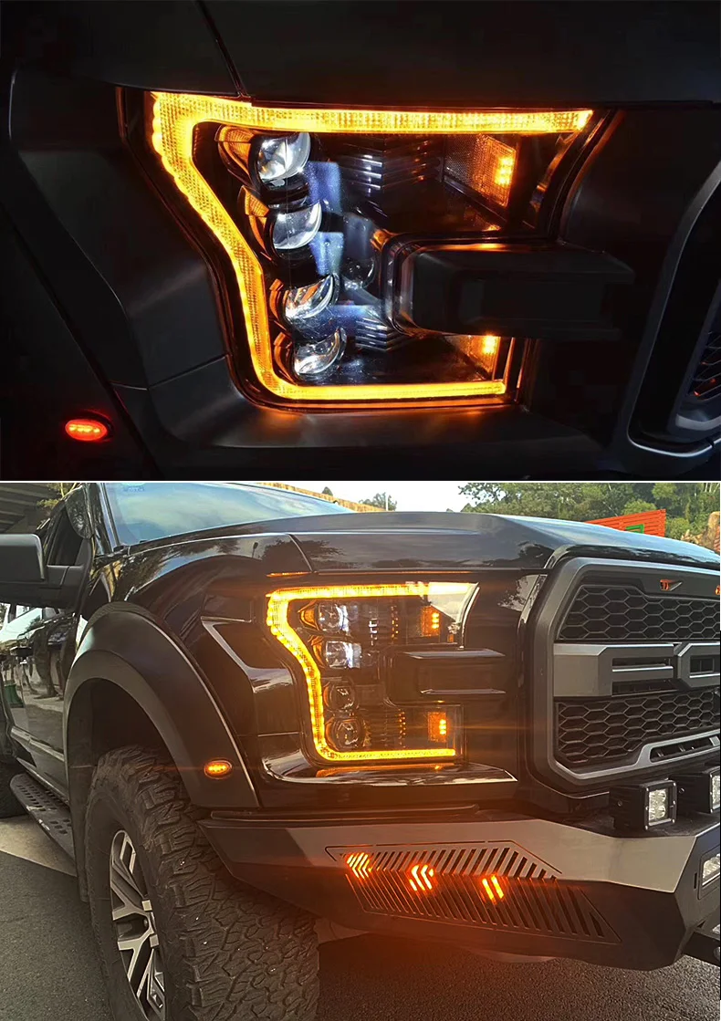 Sanvi светодиодный фара в сборе для Ford F-150 фара с 4 би светодиодный объектив бело-желтый светодиодный DRL