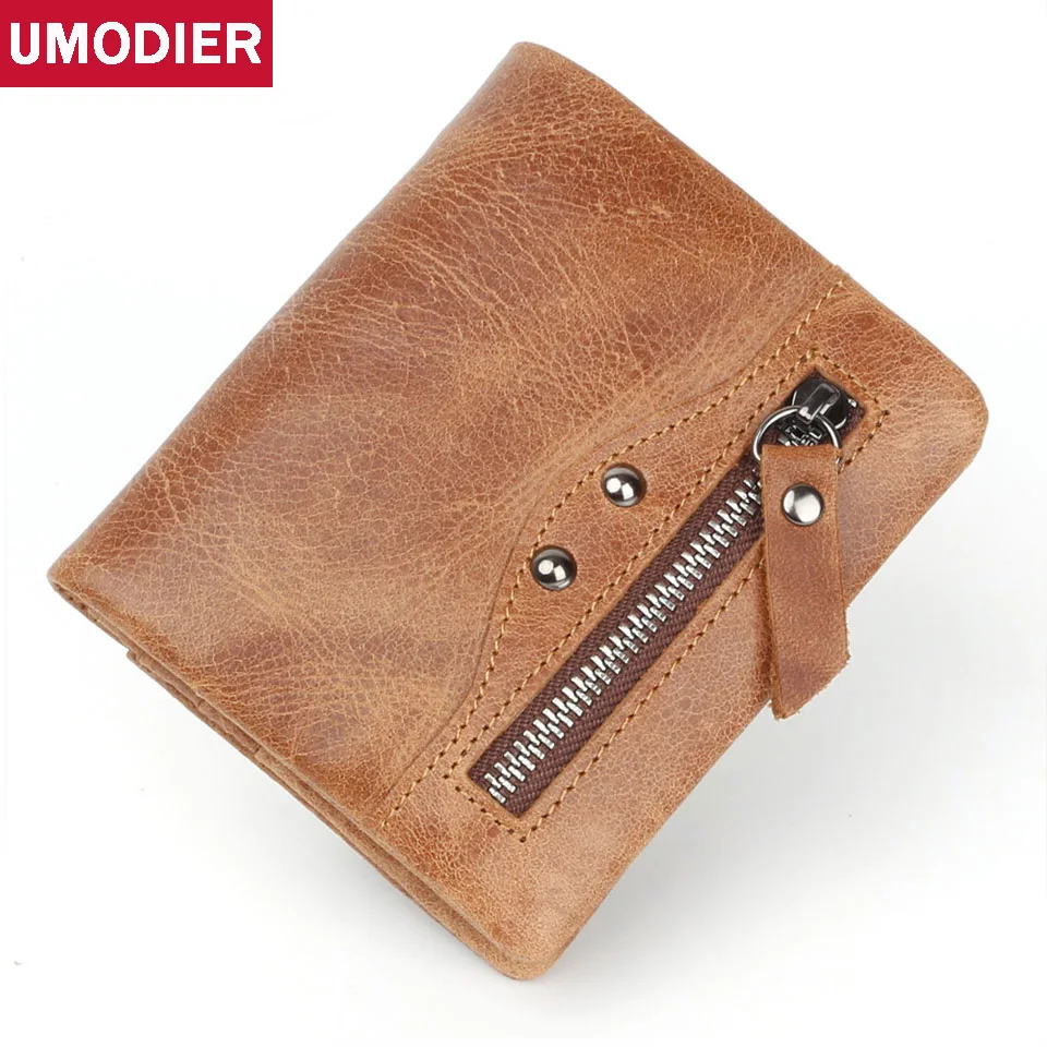 

UMODIER Genuine Leather Wallet Men PORTFOLIO MAN Male Small Portomonee Vallet Slim Rfid Fashion Mini Walet Brand Carteira Perse