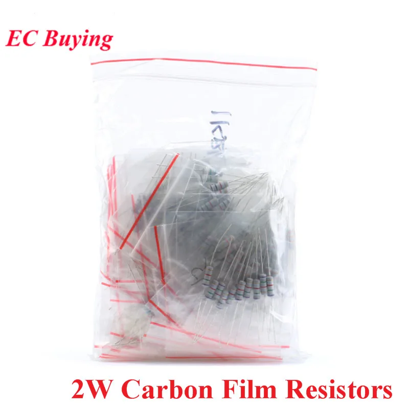 150pcs 2W Carbon Film Resistors Kit Tol 5/% 0.1 Ohm to 750 Ohm 30Values