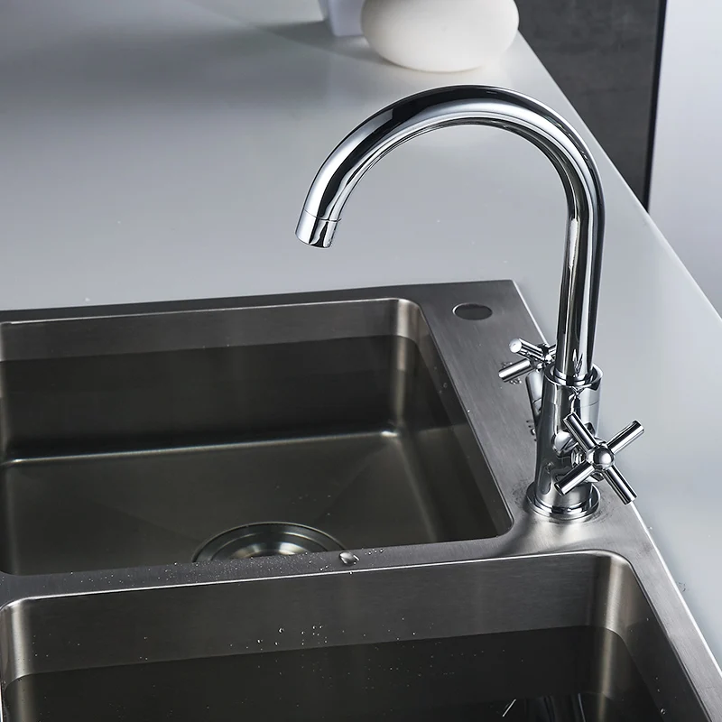 Brass Kitchen Faucet Mixer Chrome Cold Hot Separation Switch Kitchen Tap Single Hole Water Tap 296-33C Brass Kitchen Faucet Mixer Chrome Cold Hot Separation Switch Kitchen Tap Single Hole Water Tap 296-33C