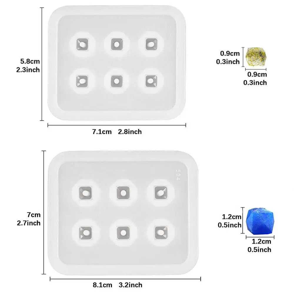 Бусина силиконовая форма с отверстием для драгоценных камней кабошон ювелирное литье 2 в наборе алмазные закладки в форме Куба и конуса овальные для украшения торта выпечки - Цвет: 2 Diamond Cube Set