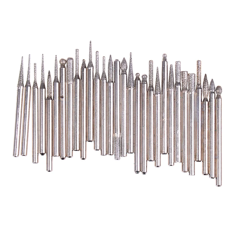30Pcs/lot NEW 3mm Burr Bits Head Grinding Needle Carving Polishing Set Mounted Mini Drill Tool Wholesale