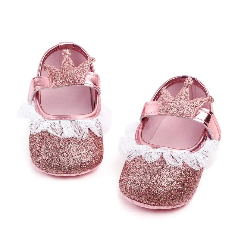 

Baby Girl Shoes Glitter PU Leather Princess Baby First Walkers Newborn Slippers