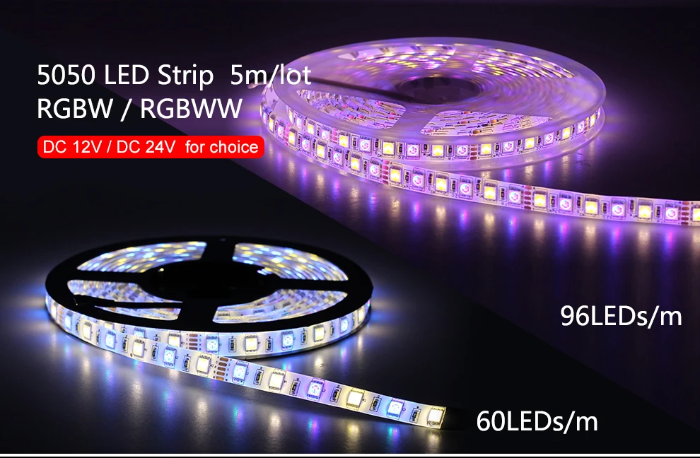 Светодиодная лента 5050 RGBW DC 12 В/24 В гибкий светодиодный светильник RGB+ белый/RGB+ теплый белый 60 светодиодный/м 96 светодиодный/м 5 м/лот