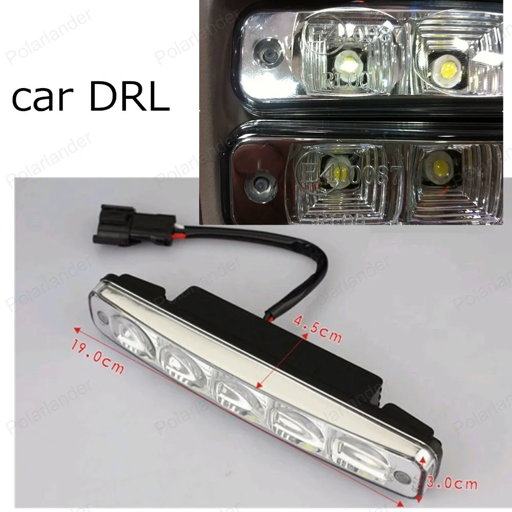 

1 pairs LED! 12V Universal LED Car Running Light Waterproof White light Auto Car 5LEDsX2 high power Lamp