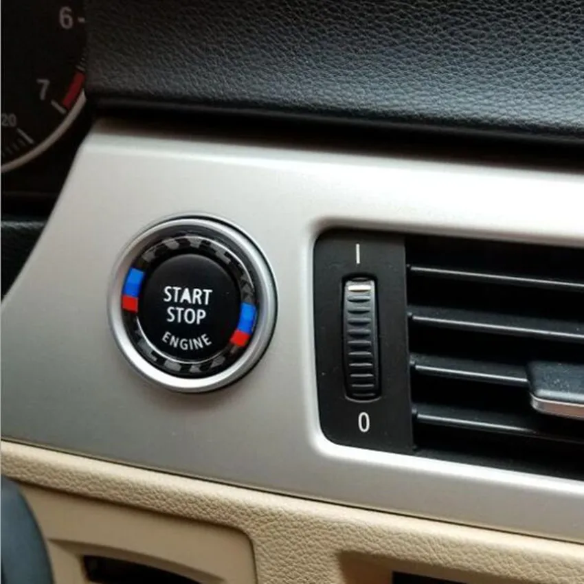 

New Carbon Fiber Circle Ring Ignition Device Engine Start Stop Stripe Trim Car Styling 3 Color Accessories For bmw e90 e92 e93
