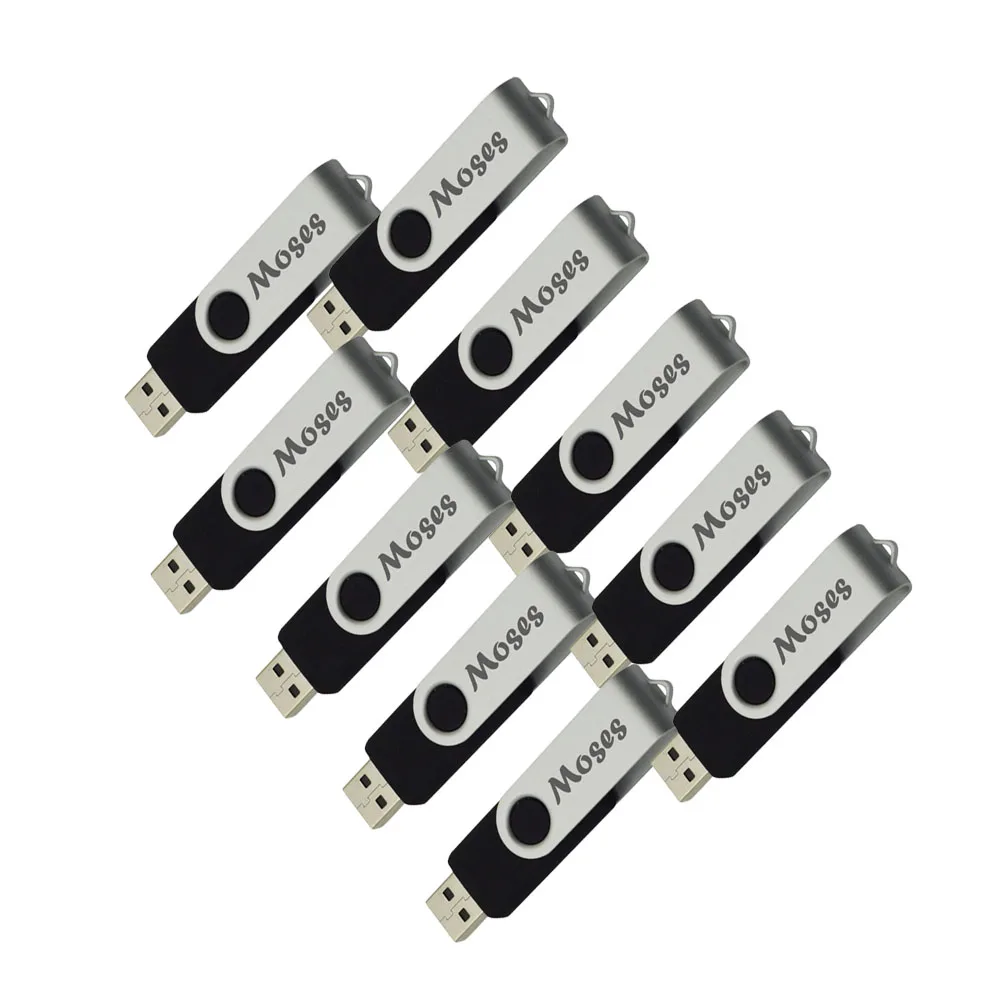 J boxing 100PCS Printed Custom Logo 64MB USB Flash Drive Metal Swivel Engraved Personalize USB 2