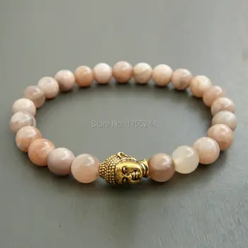 

SN1150 New Arrival Bracelet Sunstone Gold Color Buddha Bracelet High Quality Natural Stone Jewelry Women`s Yoga Gift