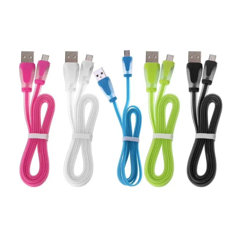 Светодиодный светящийся Micro USB Высокоскоростной плоский кабель для