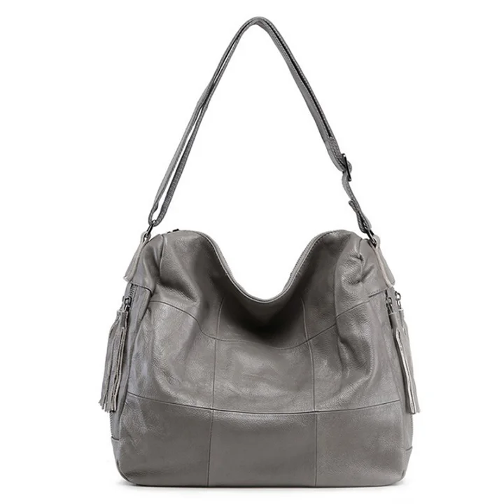 Акция, женские сумки из натуральной кожи, европейский и американский стиль, женская сумка через плечо, простой дизайн, в клетку - Цвет: Gray