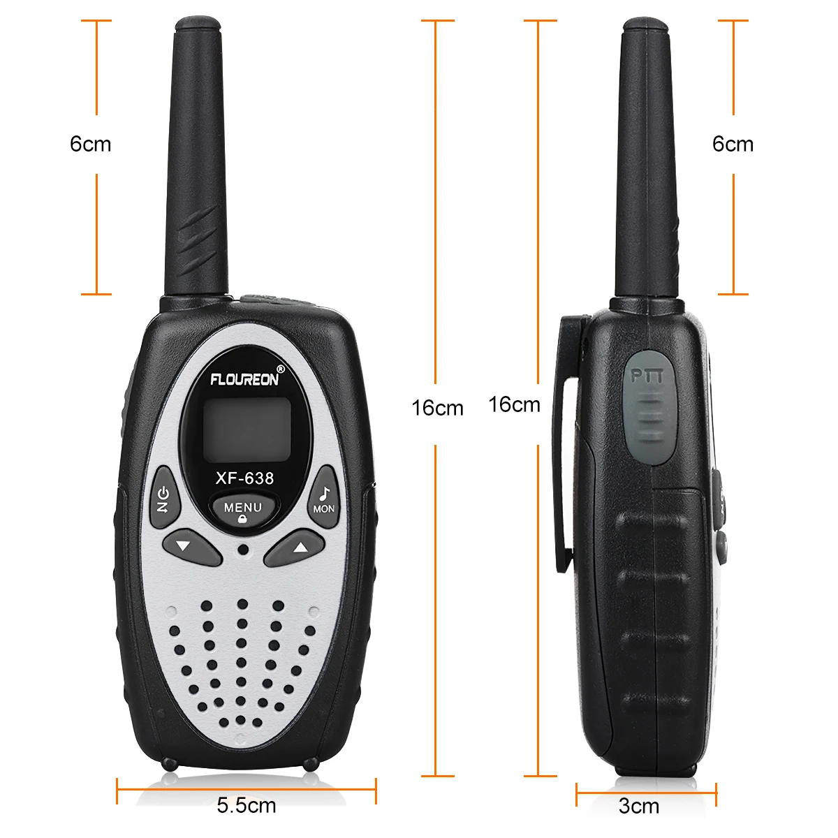 Floureon 8-канальный Twin рации UHF400-470MHZ 2-передающие устройства 3 км Диапазон переговорные серебро