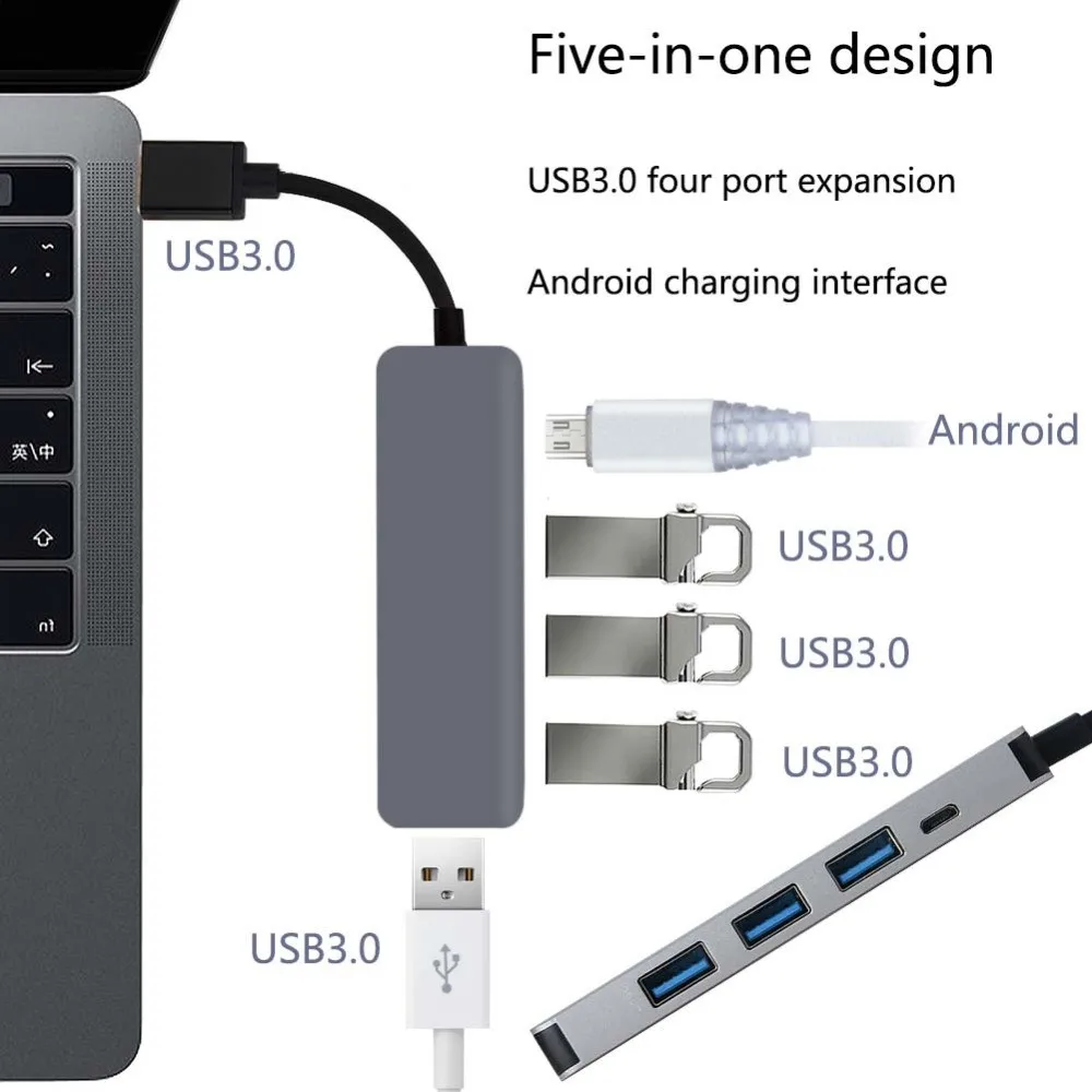 USB 3 0 5в1 концентратор адаптер 4xusb3.0 Micro для ПК ноутбука компьютера Мульти Usb Ugreen Тип