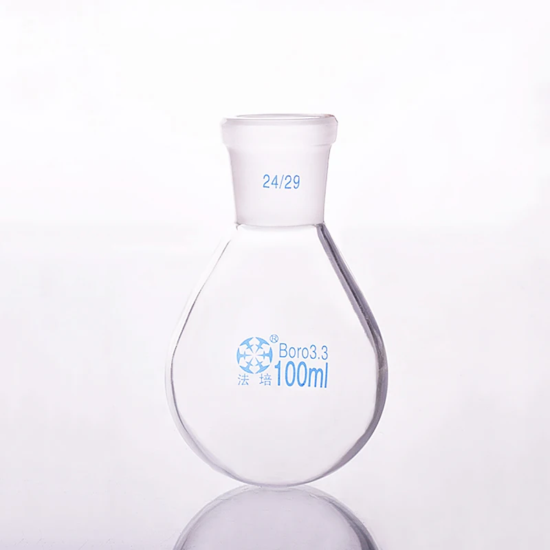 

FAPE Flask eggplant shape,short neck standard grinding mouth,Capacity 15ml-100ml-5000ml and joint 24/29,Eggplant-shaped flask