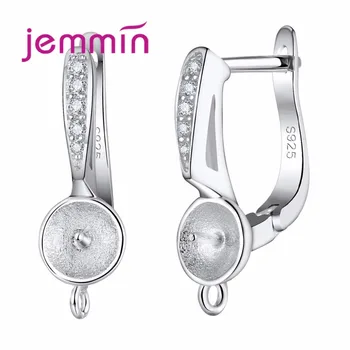 

Trendy Genuine 925 Silver Color U Shape Hoop Earrings with AAA CZ Stone Pave For Women DIY Jewelry Findings Component