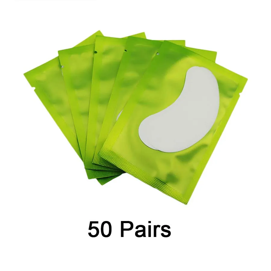 50pairs Green 25/50/100 штук, подушечки для глаз патч комплект, ресниц для наращивания колодки натуральный гидрогель кругов под глазами гелевые подушечки набор «сделай сам» для наращивания ресниц - Цвет: 50pairs Green