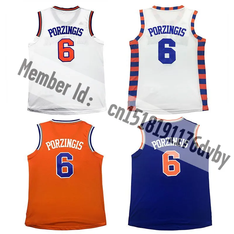 Дешевые #6 Кристап Porzingis баскетбол Джерси продаж Высокое качество Кармело Энтони