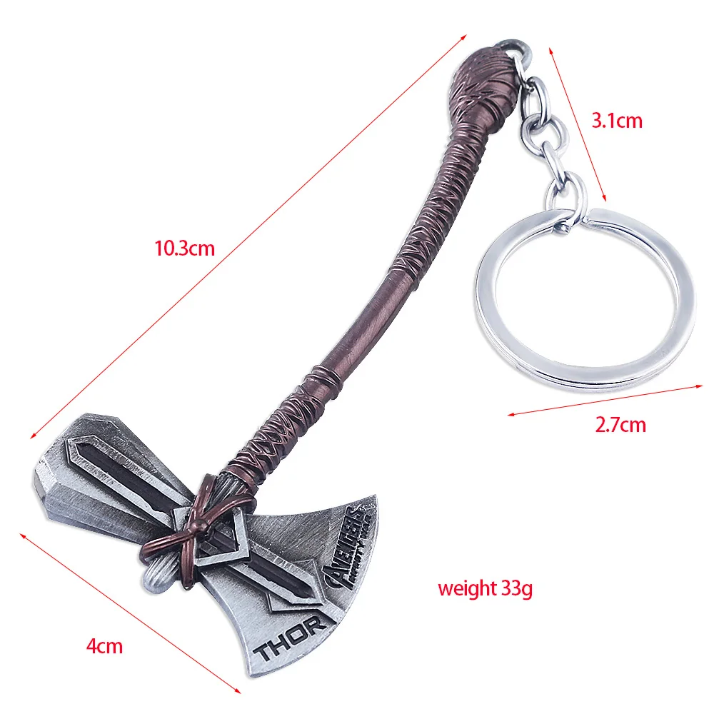 15pcs/lot The Avengers Wholesale Iron Man Infinity Gauntlet Keychain Thor Axe Hammer Enamel Weapon Metal jewelry Men Car Keyring