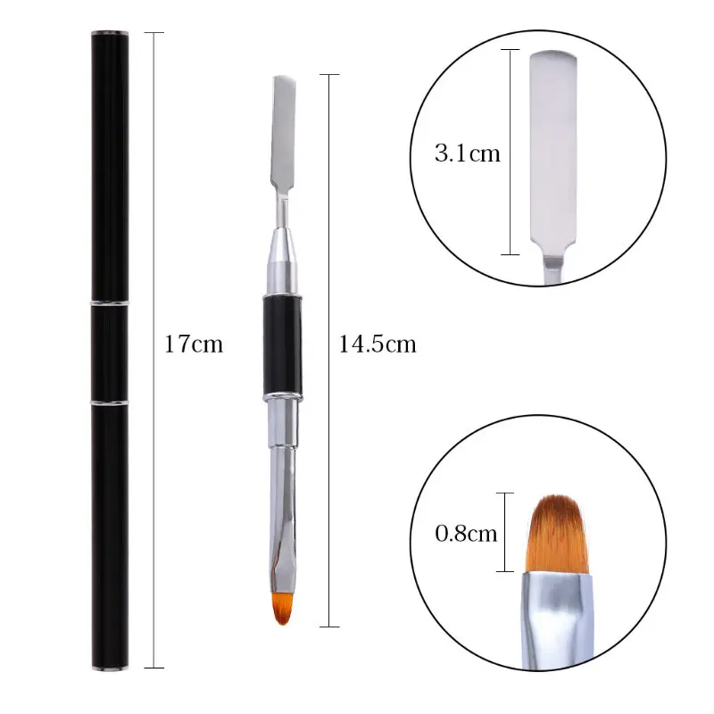 1 шт двойная головка для дизайна ногтей ручка для рисования Гелевая Кисть двойной конец Французский маникюр расширение поли гель шпатель полигель DIY инструмент дизайн